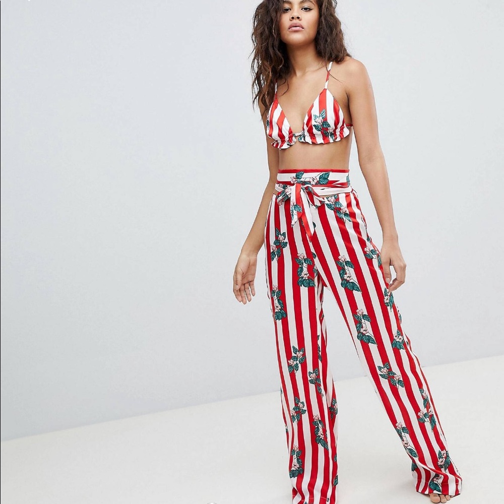 Floral wide leg trouser w/ bralette